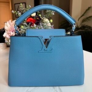 Louis Vuitton Light Blue Taurillon Leather Capucines BB Bag